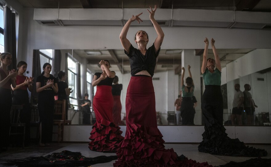 Students at Amor de Dios Flamenco Center practice for their upcoming showcase.