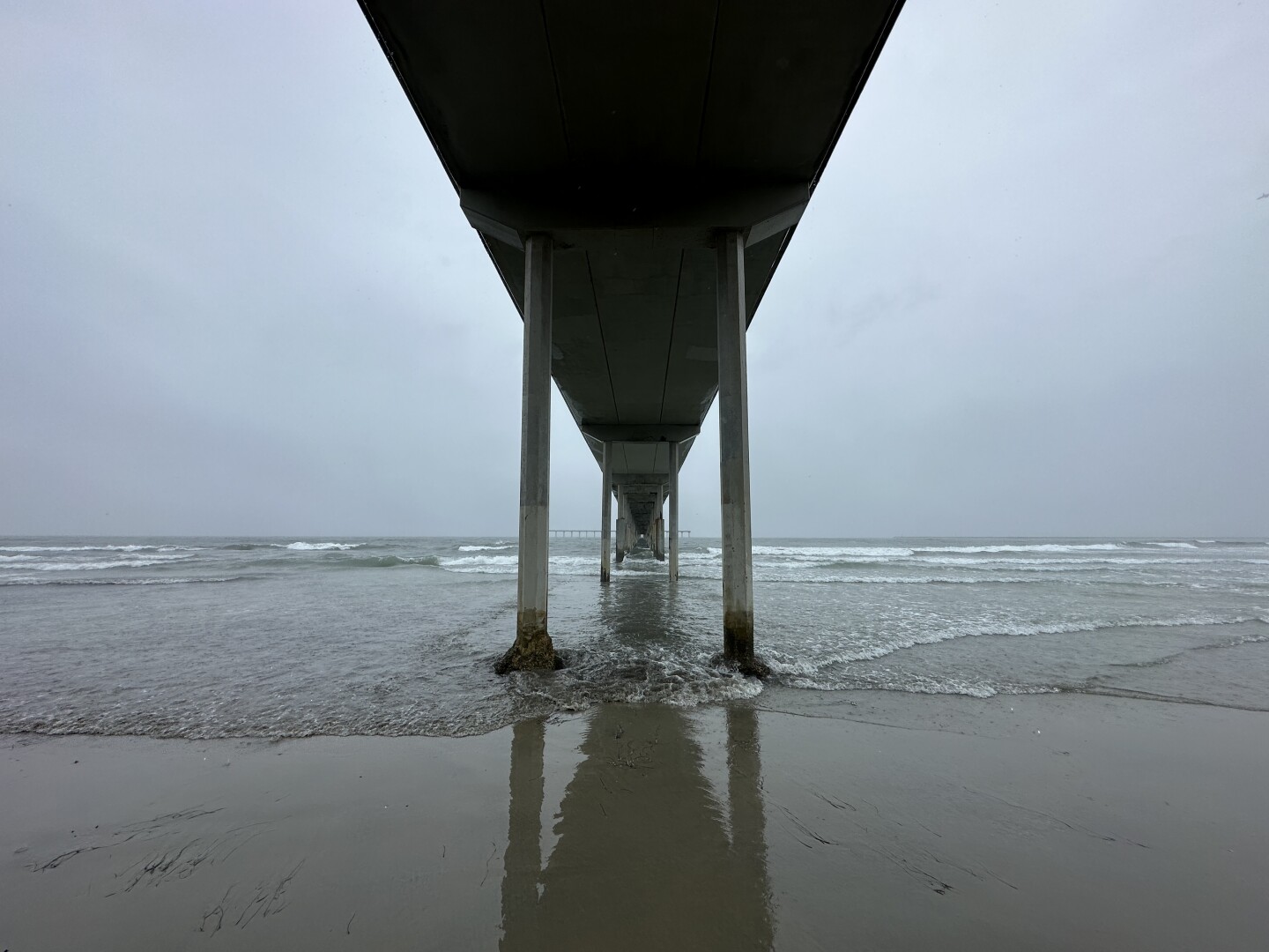 The Ocean Beach Pier during Tropical Storm Hilary, Aug. 20, 2023.