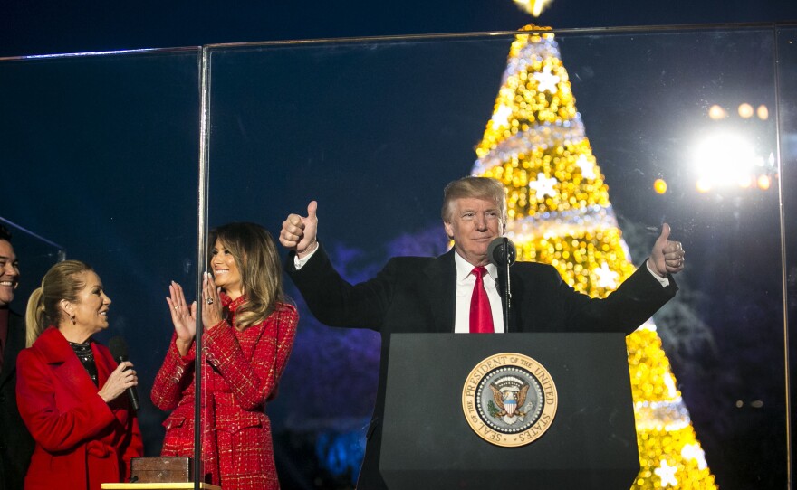 President Trump and first lady Melania Trump at the annual national Christmas tree lighting ceremony Thursday.