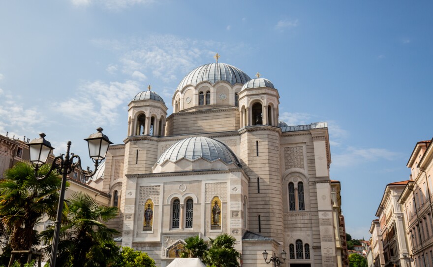 The Serbian Orthodox Church of the Holy Trinity and St. Spyridon, by Milanese architect Carlo Maciachini, reflects a Byzantine taste.