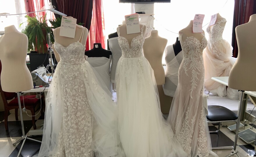 Inside the workshop and showroom of Giovanna Alessandro, in Chernivtsi, Ukraine.