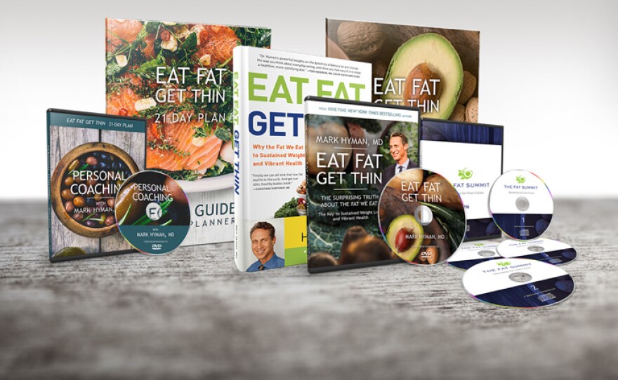 Give $25 a month or $300 all at once and receive the Eat Fat, Get Thin Master Package including the program DVD and book, “21-Day Personal Coaching” DVD, guide, meal planner, 2016 Fat Summit, E-Book, Beyond Food. This gift includes a KPBS License Plate Frame (if you're a new member). Also enjoy access to KPBS Passport and myKPBS Film Club. The program DVD only is available at the $120 level.