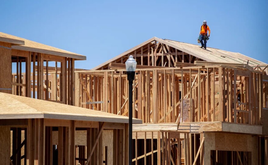 Housing construction in a neighborhood in Elk Grove on July 8, 2022.
