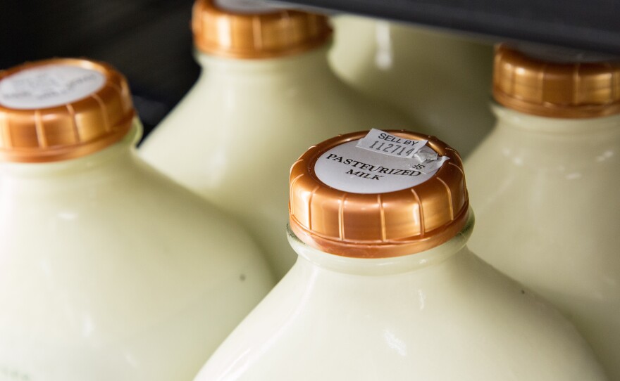 Bottles of pasteurized milk from the Ocheesee Creamery