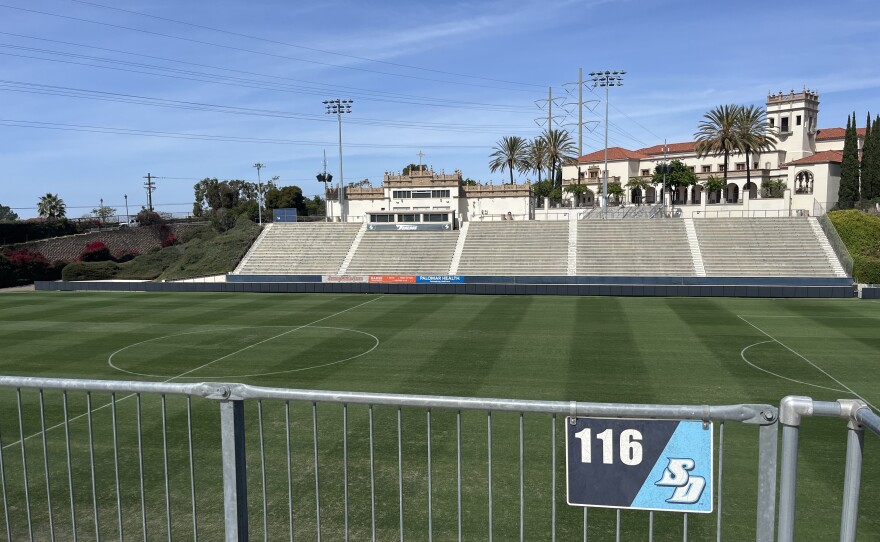 The Jenny Craig Pavilion sits above Torero Stadium at University of San Diego, March 16, 2026.