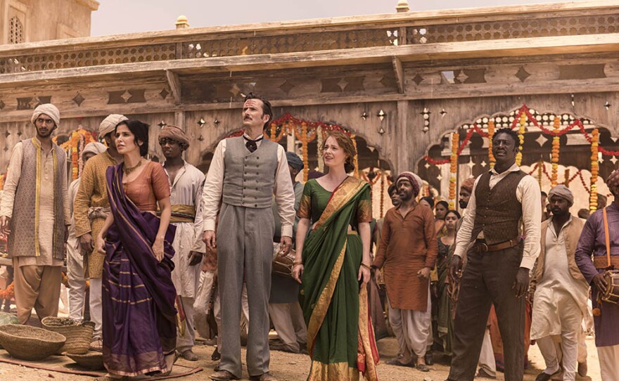 Shivani Ghai (AOUDA), David Tennant (PHILEAS FOGG), Leonie Benesch (ABIGAIL “FIX” FORTESCUE) and Ibrahim Koma (PASSEPARTOUT)