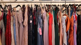 Formal dresses line the walls of Juliet Luxury Wear in National City on Friday, Jan. 9, 2026.