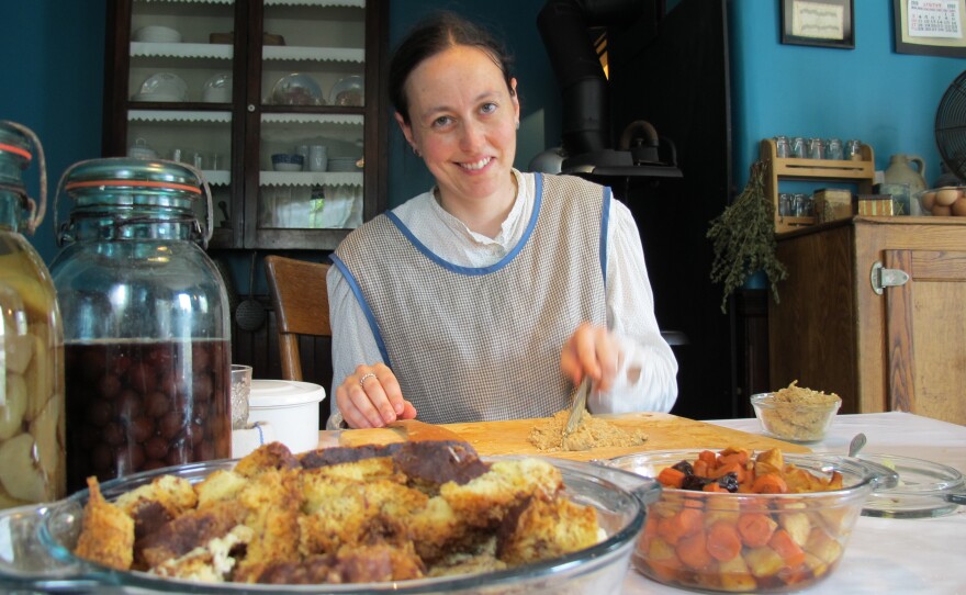 Re-enactor Alena Shellenbean plays Mrs. Shapiro, a Jewish-Ukranian immigrant from the early 1900's and one of the historic characters populating Strawbery Banke.