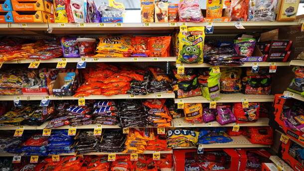 Halloween candy is displayed for sale at a Weis Markets grocery store, Thursday, Oct. 22, in Dundalk, Md.