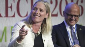 Catherine McKenna, Minister of Environment and Climate Change of Canada, reacts during the launch of the 2050 Pathways Platform, at the COP22 climate change conference, in Marrakech, Morocco, Thursday, Nov. 17, 2016. 