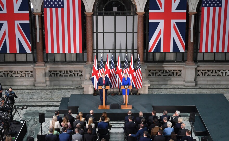 Trump and May give a joint press conference at the Foreign and Commonwealth Office in London on Tuesday.
