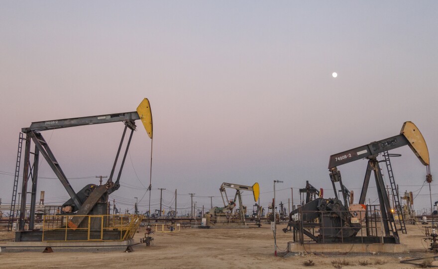 A fracking site in Kern County, Calif. Fracking — short for hydraulic fracturing — is the process of extracting oil deep underground using a high-pressure water mixture to break up rock.