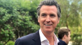Gov. Gavin Newsom speaks at the Near Future Summit in La Jolla on May 10, 2019, about how technology and innovation can help reshape wildfire safety. 