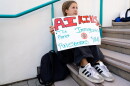 The signs reflected wide-reaching concerns with artificial intelligence at the protest at the SDSU union on Oct. 20, 2026.