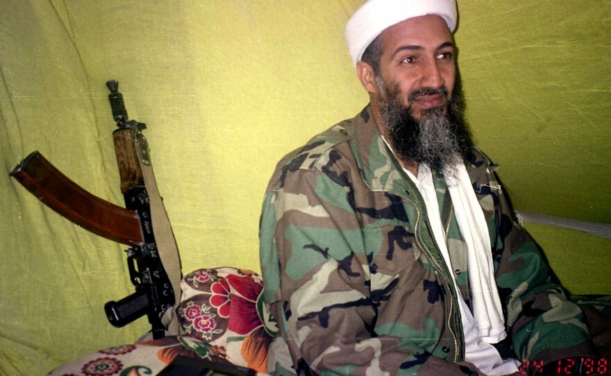 Al-Qaida leader Osama bin Laden speaks to a selected group of reporters in the mountains of Helmand province in southern Afghanistan in 1998. It has been five years since he was killed in a U.S. raid in Pakistan.