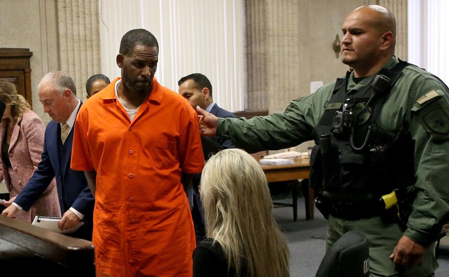 R. Kelly, appearing at a hearing in his federal trial in Illinois in Sept. 2019. Kelly currently faces 22 federal charges in two separate indictments: one in New York and one in Illinois.