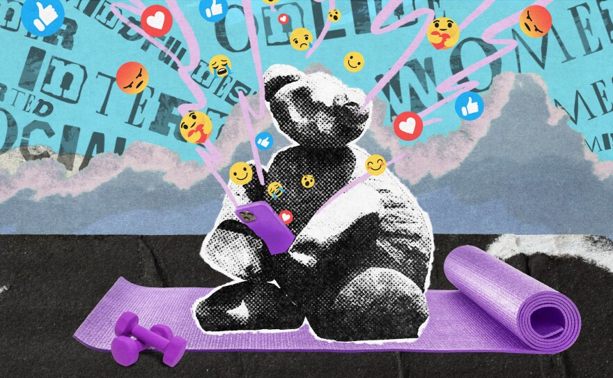 Promotional image for "Goldilocks Screentime," one of the shows at this year's WOW Festival and being performed by Tim Hawkinson's Bear in the Academic Courtyard at UC San Diego.