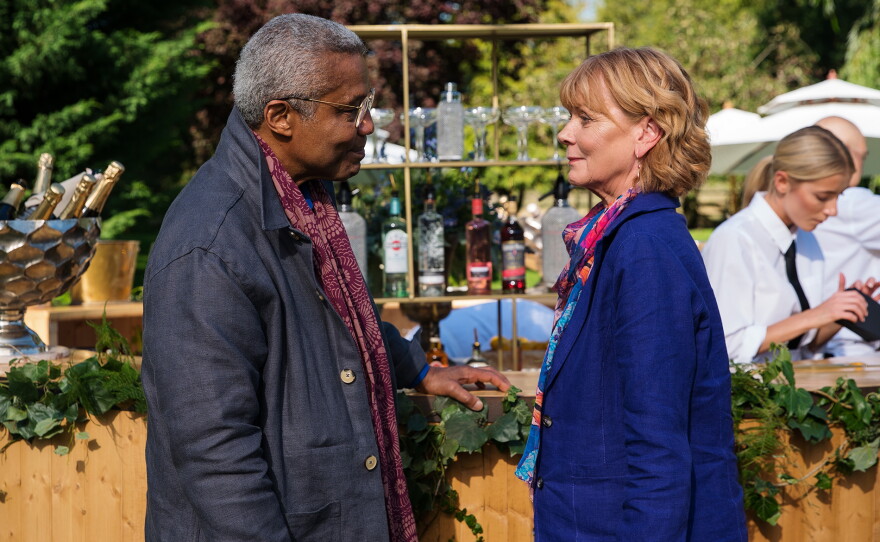 MASTERPIECE THE MARLOW MURDER CLUB, Season 3 Episode 6: “An Appetite for Murder: Part II. As the police investigate the chef’s death, a new development makes them rethink everything they have learned so far. Shown (L-R): Darius Gifford (Hugh Quarshie), Judith Potts (Samantha Bond)