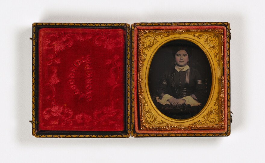 <em>Untitled (woman, gold jewelry)</em>, ca. 1851 or later, sixth-plate daguerreotype. Smithsonian American Art Museum, the L. J. West Collection of Early African American Photography, Museum purchase made possible through the Franz H. and Luisita L. Denghausen Endowment.