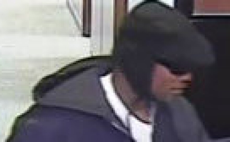 A photo released by the FBI of the alleged bank robber caught on security video.