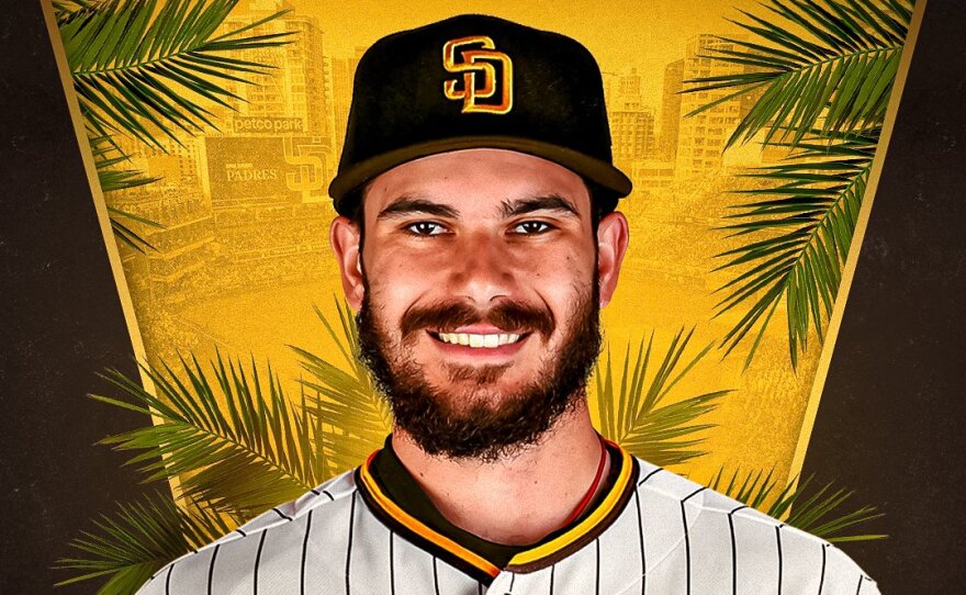 A photo of Dylan Cease in the San Diego Padres uniform released by the team on March 13, 2024.