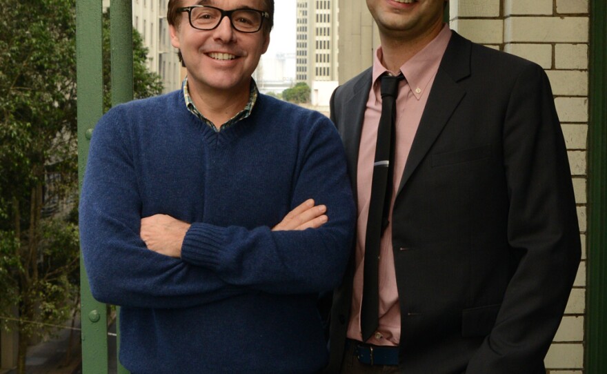 Chris Columbus (left) is a producer, director and screenwriter whose films include <em>The Goonies </em>and<em> Gremlins.</em> Ned Vizzini (right) is the author of books for young adults, including <em>It's Kind of a Funny Story.</em>