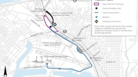 A map of one of the proposed project locations of SANDAG's planned central mobility hub, also being called "San Diego's Grand Central Station." In addition to the Navy’s Old Town Campus in the Midway District, two other locations are being considered.