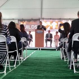 MAAC President and CEO Arnulfo Manriquez speaks at a groundbreaking ceremony, Oct. 3, 2022.