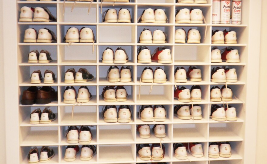 Loaner bowling shoes at the Truman Bowling Alley.