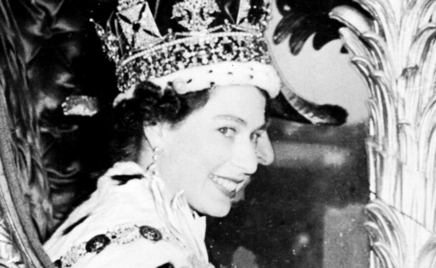 Queen Elizabeth II is seen after being crowned at Westminster Abbey in London on June 2, 1953. Elizabeth was proclaimed queen in 1952 at age 25.