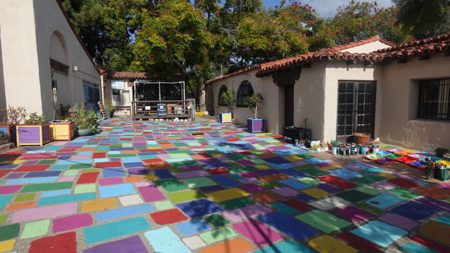 The tile-lined walkways of Spanish Village Art Center in Balboa Park are pictured Sept. 14, 2026.