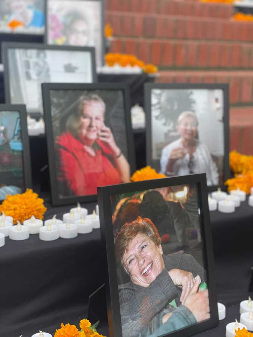 Photos of community members are pictured in the COVID-19 Altar de Muertos at the San Diego County Administration Center on November 1, 2021. 