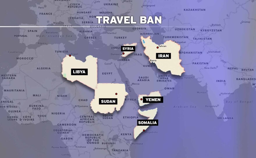 Countries included in the travel ban to the U.S. are shown in this graphic.