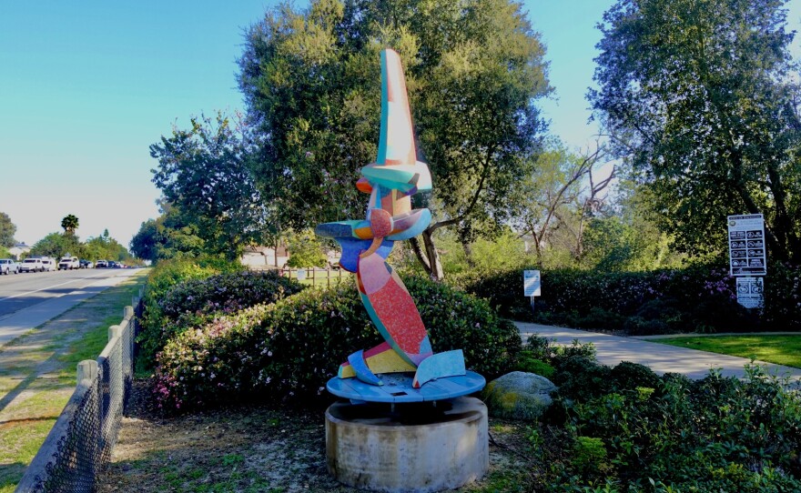 Mike Conlen's sculpture, "Wingman," in front of Sun Vista Park on March 4, 2026.