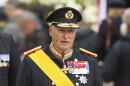 King Harald V of Norway and his wife Sonja leave the Notre Dame cathedral after attending at the funeral of the Grand Duke Jean of Luxembourg, in Luxembourg, on May 4, 2019.