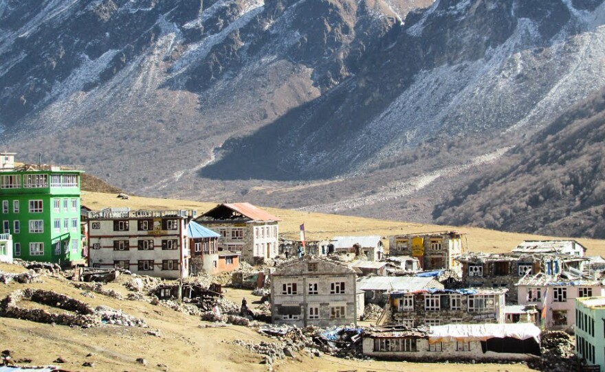 The village of Kyanjin Gompa after the earthquake. It sits in the Langtang Valley, which was hard hit by the quake and the avalanche that followed.