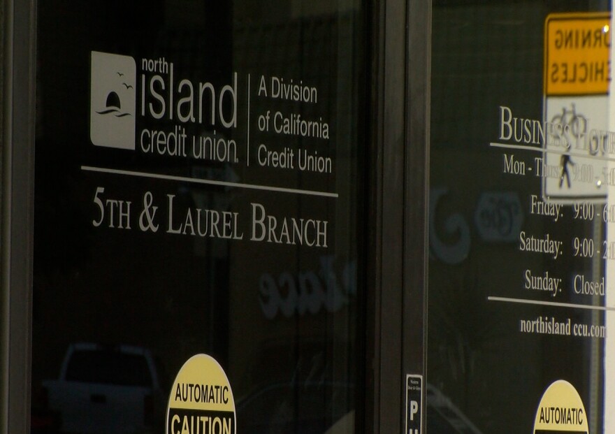 Sign outside of the North Island Credit Union branch in Bankers Hill in this photo taken November 20, 2023.