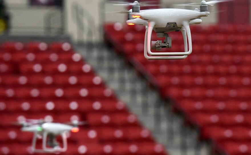 Drones are flown at a training class in Las Vegas in anticipation of new regulations allowing their commercial use.
