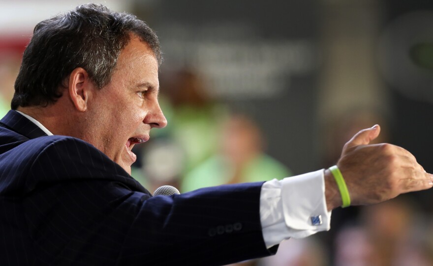 New Jersey Gov. Chris Christie speaks at a No Labels Problem Solver convention in Manchester, N.H, in October 2012.