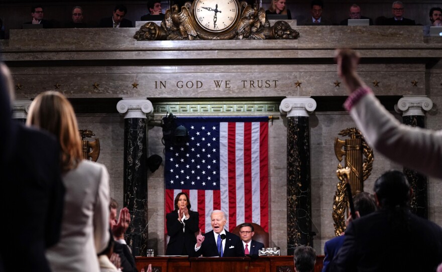 President Biden delivers the State of the Union address in the House Chamber of the U.S. Capitol on Thursday.