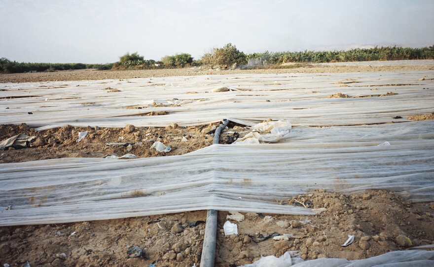 An old wives' tale on the construction of a pipeline, where a geologist and a village idiot agree: The next war is a water war. Southern Jordan Valley, Jordan, 2017.