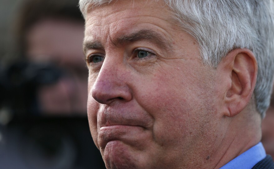 Gov. Rick Snyder speaks to the media last week in Northville Township, Mich. Several U.S. governors, including Snyder, are calling to halt or pause efforts to allow Syrian refugees into their states after this month's coordinated attacks in Paris.