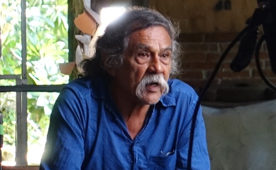 Artist Francisco Toledo at Taller Arte Papel, Oaxaca.
