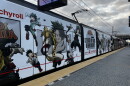 An MTS trolley wrapped in an advertisement for the anime TV show "My Hero Academia" is shown on June 30, 2026.