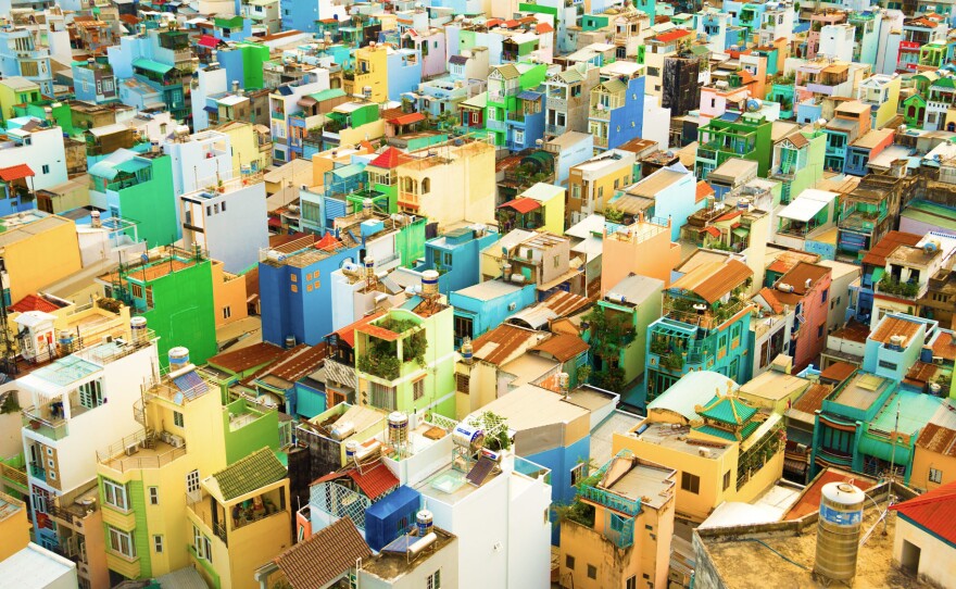 Ho Chi Minh City as seen from the 12th floor of a hostel. The Vietnamese city was formerly known as Saigon.