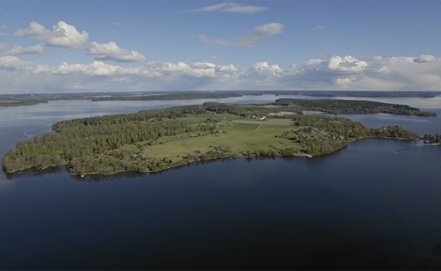 Aerial view of Björkö island.