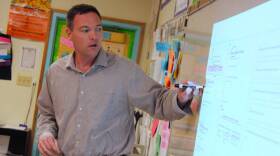 Andrew Osterhaus, a teacher at Ánimo Florence-Firestone Middle School in South Los Angeles, introduces a lesson in his science class in this undated photo. 