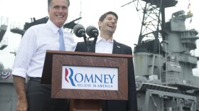 Republican presidential candidate Mitt Romney announces Wisconsin Rep. Paul Ryan as his running mate during a campaign rally in Norfolk, Va., on Saturday.
