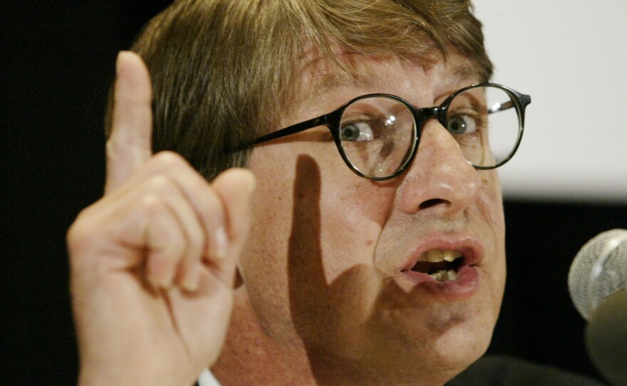 P. J. O'Rourke, speaking in 2004. The conservative author says he's reluctantly backing Hillary Clinton this year, now that Donald Trump is the expected Republican nominee.