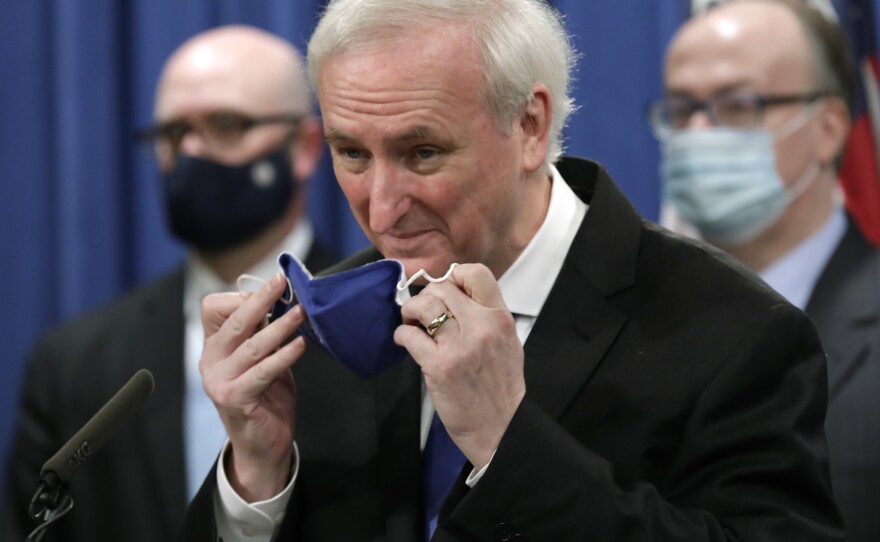 Deputy Attorney General Jeffrey A. Rosen addressed a press conference at the Justice Department in October. He'll now run the show there until the arrival of the incoming Biden administration.